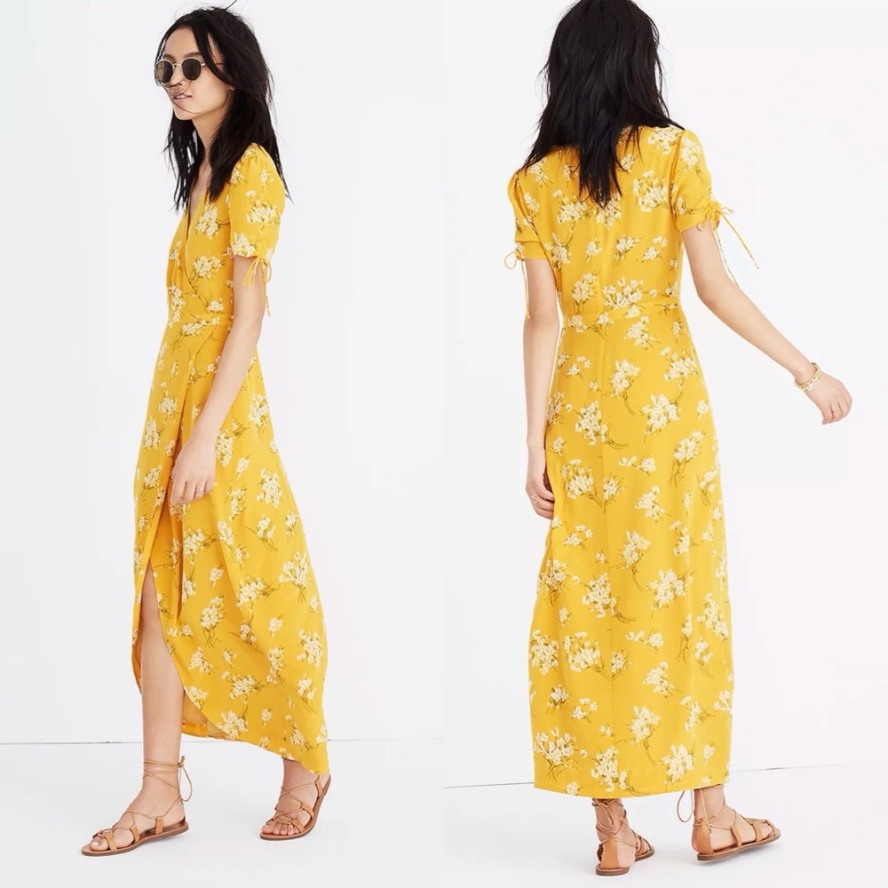 Madewell Silk Wrap Maxi Dress in Butterfly Garden 4
